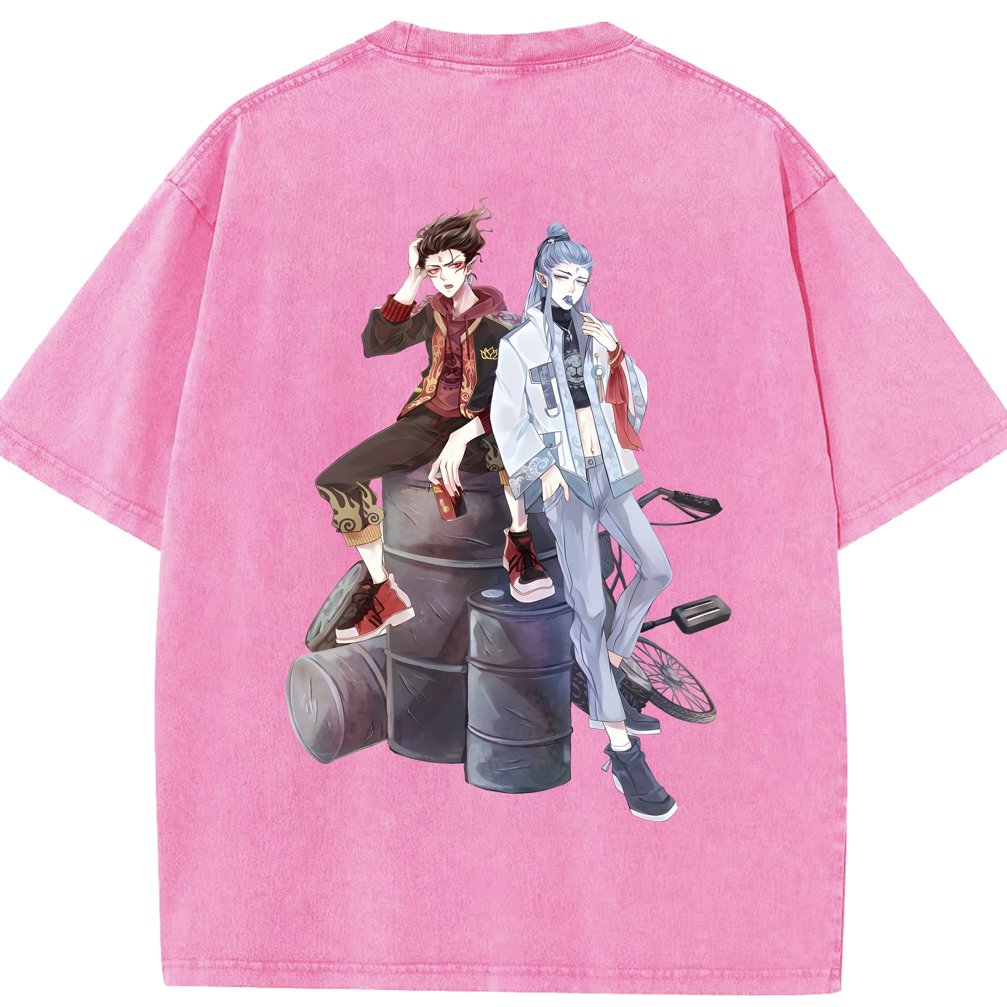 （画像用） Ne Zha 2 ナタ 魔童の大暴れ 綿100% ヴィンテージ風 半袖Tシャツ（背面プリント）